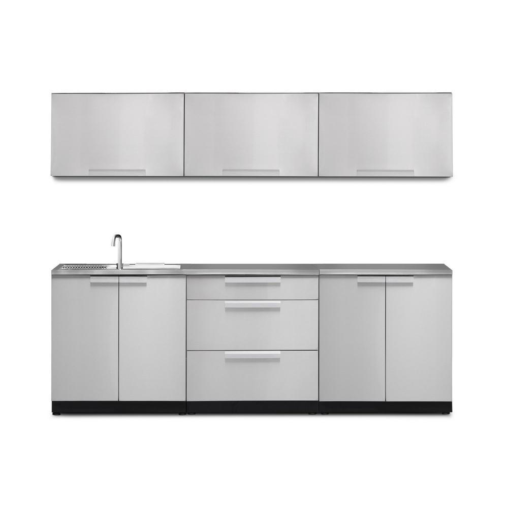 Newage Products Outdoor Kitchen Cabinets Stainless Steel 7-Piece Set With 3-Drawer Cabinet-66048-Countertop Only-Garage Giant