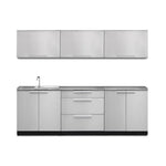 Newage Products Outdoor Kitchen Cabinets Stainless Steel 7-Piece Set With 3-Drawer Cabinet-66048-Countertop Only-Garage Giant 