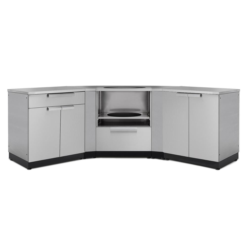 Newage Products Outdoor Kitchen Cabinets Stainless Steel 7-Piece Set With Kamado Cabinet-65176-Countertop Only-Garage Giant
