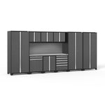 Newage Products Pro 3.0 Series 10-Piece Garage Cabinet Set With 3X Multi-Use Lockers-52151-Grey-Bamboo Worktop-None-Garage Giant 