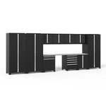 Newage Products Pro 3.0 Series 12-Piece Garage Cabinet Set With 3X Multi-Use Lockers-52118-Grey-Bamboo Worktop-None-Garage Giant 