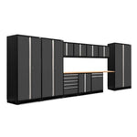 Newage Products Pro 3.0 Series 12-Piece Garage Cabinet Set With 3X Multi-Use Lockers-52118-Grey-Bamboo Worktop-None-Garage Giant 