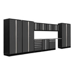 Newage Products Pro 3.0 Series 12-Piece Garage Cabinet Set With 3X Multi-Use Lockers-52118-Grey-Bamboo Worktop-None-Garage Giant 