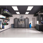 Newage Products Pro 3.0 Series 12-Piece Garage Cabinet Set With 3X Multi-Use Lockers-52118-Grey-Bamboo Worktop-None-Garage Giant 