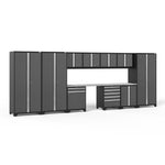 Newage Products Pro 3.0 Series 12-Piece Garage Cabinet Set With 3X Multi-Use Lockers-52119-Grey-Stainless Steel Worktop-None-Garage Giant 