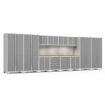 Newage Products Pro 3.0 Series 14-Piece Garage Cabinet Set-52143-Grey-Bamboo Worktop-None-Garage Giant 