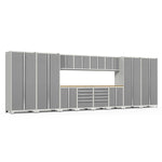 Newage Products Pro 3.0 Series 14-Piece Garage Cabinet Set-52143-Grey-Bamboo Worktop-None-Garage Giant 