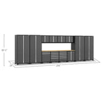 Newage Products Pro 3.0 Series 14-Piece Garage Cabinet Set With Multi-Function Cabinet-52051-Grey-Bamboo Worktop-None-Garage Giant 