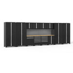 Newage Products Pro 3.0 Series 14-Piece Garage Cabinet Set With Multi-Function Cabinet-52051-Grey-Bamboo Worktop-None-Garage Giant 
