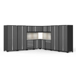 Newage Products Pro 3.0 Series 16-Piece Garage Cabinet Corner Set-52159-Grey-Bamboo Worktop-None-Garage Giant 