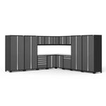 Newage Products Pro 3.0 Series 16-Piece Garage Cabinet Corner Set-52160-Grey-Stainless Steel Worktop-None-Garage Giant 