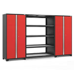 Newage Products Pro 3.0 Series 3-Piece Garage Cabinet Set With 72" Wall Mounted Rack-55997-Red-Garage Giant 