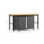 Newage Products Pro 3.0 Series 42" Base Cabinet And 84" Workbench With Worktop-56866-Grey-Bamboo Worktop-Garage Giant 