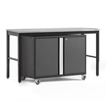 Newage Products Pro 3.0 Series 42" Base Cabinet And 84" Workbench With Worktop-56866-Grey-Bamboo Worktop-Garage Giant 