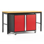 Newage Products Pro 3.0 Series 42" Base Cabinet And 84" Workbench With Worktop-56866-Grey-Bamboo Worktop-Garage Giant 