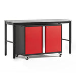 Newage Products Pro 3.0 Series 42" Base Cabinet And 84" Workbench With Worktop-56866-Grey-Bamboo Worktop-Garage Giant 