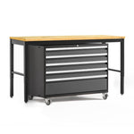 Newage Products Pro 3.0 Series 42" Tool Cabinet And 84" Workbench With Worktop-56872-Grey-Bamboo Worktop-Garage Giant 