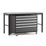 Newage Products Pro 3.0 Series 42" Tool Cabinet And 84" Workbench With Worktop-56872-Grey-Bamboo Worktop-Garage Giant 