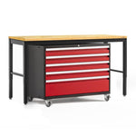 Newage Products Pro 3.0 Series 42" Tool Cabinet And 84" Workbench With Worktop-56872-Grey-Bamboo Worktop-Garage Giant 