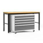 Newage Products Pro 3.0 Series 42" Tool Cabinet And 84" Workbench With Worktop-56872-Grey-Bamboo Worktop-Garage Giant 
