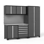 Newage Products Pro 3.0 Series 6-Piece Garage Cabinet Set-52158-Grey-Bamboo Worktop-None-Garage Giant 