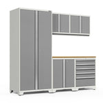 Newage Products Pro 3.0 Series 6-Piece Garage Cabinet Set-52158-Grey-Bamboo Worktop-None-Garage Giant 