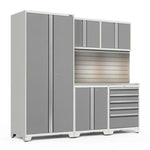 Newage Products Pro 3.0 Series 6-Piece Garage Cabinet Set-52158-Grey-Bamboo Worktop-None-Garage Giant 