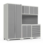 Newage Products Pro 3.0 Series 6-Piece Garage Cabinet Set-52158-Grey-Bamboo Worktop-None-Garage Giant 