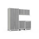 Newage Products Pro 3.0 Series 6-Piece Garage Cabinet Set With Utility Cart-55975-Grey-Bamboo Worktop-Garage Giant 