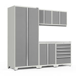 Newage Products Pro 3.0 Series 6-Piece Garage Cabinet Set-59824-Platinum-Stainless Steel Worktop-LED Lights-Garage Giant 