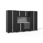 Newage Products Pro 3.0 Series 7-Piece Garage Cabinet Set-52052-Grey-Bamboo Worktop-None-Garage Giant 