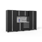 Newage Products Pro 3.0 Series 7-Piece Garage Cabinet Set-52052-Grey-Bamboo Worktop-None-Garage Giant 