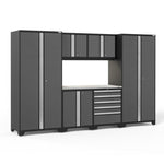 Newage Products Pro 3.0 Series 7-Piece Garage Cabinet Set-52052-Grey-Bamboo Worktop-None-Garage Giant 