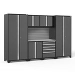 Newage Products Pro 3.0 Series 7-Piece Garage Cabinet Set-52052-Grey-Bamboo Worktop-None-Garage Giant 