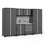 Newage Products Pro 3.0 Series 7-Piece Garage Cabinet Set-52052-Grey-Bamboo Worktop-None-Garage Giant 