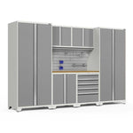 Newage Products Pro 3.0 Series 7-Piece Garage Cabinet Set-52052-Grey-Bamboo Worktop-None-Garage Giant 