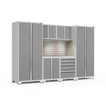 Newage Products Pro 3.0 Series 7-Piece Garage Cabinet Set-52052-Grey-Bamboo Worktop-None-Garage Giant 