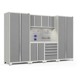 Newage Products Pro 3.0 Series 7-Piece Garage Cabinet Set-52052-Grey-Bamboo Worktop-None-Garage Giant 