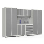 Newage Products Pro 3.0 Series 7-Piece Garage Cabinet Set-52052-Grey-Bamboo Worktop-None-Garage Giant 