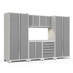 Newage Products Pro 3.0 Series 7-Piece Garage Cabinet Set-52594-Platinum-Stainless Steel Worktop-LED Lights-Garage Giant 