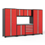 Newage Products Pro 3.0 Series 7-Piece Garage Cabinet Set-52253-Red-Stainless Steel Worktop-None-Garage Giant 