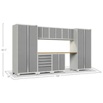 Newage Products Pro 3.0 Series 8-Piece Garage Cabinet Set-52061-Grey-Bamboo Worktop-None-Garage Giant 