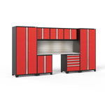 Newage Products Pro 3.0 Series 8-Piece Garage Cabinet Set-52061-Grey-Bamboo Worktop-None-Garage Giant 