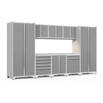 Newage Products Pro 3.0 Series 9-Piece Garage Cabinet Set With Multi-Function Cabinet-52066-Grey-Bamboo Worktop-None-Garage Giant 