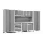 Newage Products Pro 3.0 Series 9-Piece Garage Cabinet Set With Multi-Function Cabinet-52066-Grey-Bamboo Worktop-None-Garage Giant 