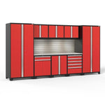 Newage Products Pro 3.0 Series 9-Piece Garage Cabinet Set With Multi-Function Cabinet-52066-Grey-Bamboo Worktop-None-Garage Giant 