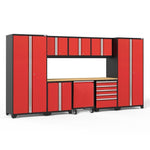 Newage Products Pro 3.0 Series 9-Piece Garage Cabinet Set With Utility Cart-56851-Grey-Bamboo Worktop-Garage Giant 