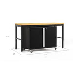 Newage Products Pro 3.0 Series Black 42" Base Cabinet And Workbench With Worktop-64348-Bamboo Worktop-Garage Giant 