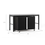 Newage Products Pro 3.0 Series Black 42" Base Cabinet And Workbench With Worktop-64348-Bamboo Worktop-Garage Giant 