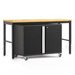 Newage Products Pro 3.0 Series Black 42" Base Cabinet And Workbench With Worktop-64348-Bamboo Worktop-Garage Giant 